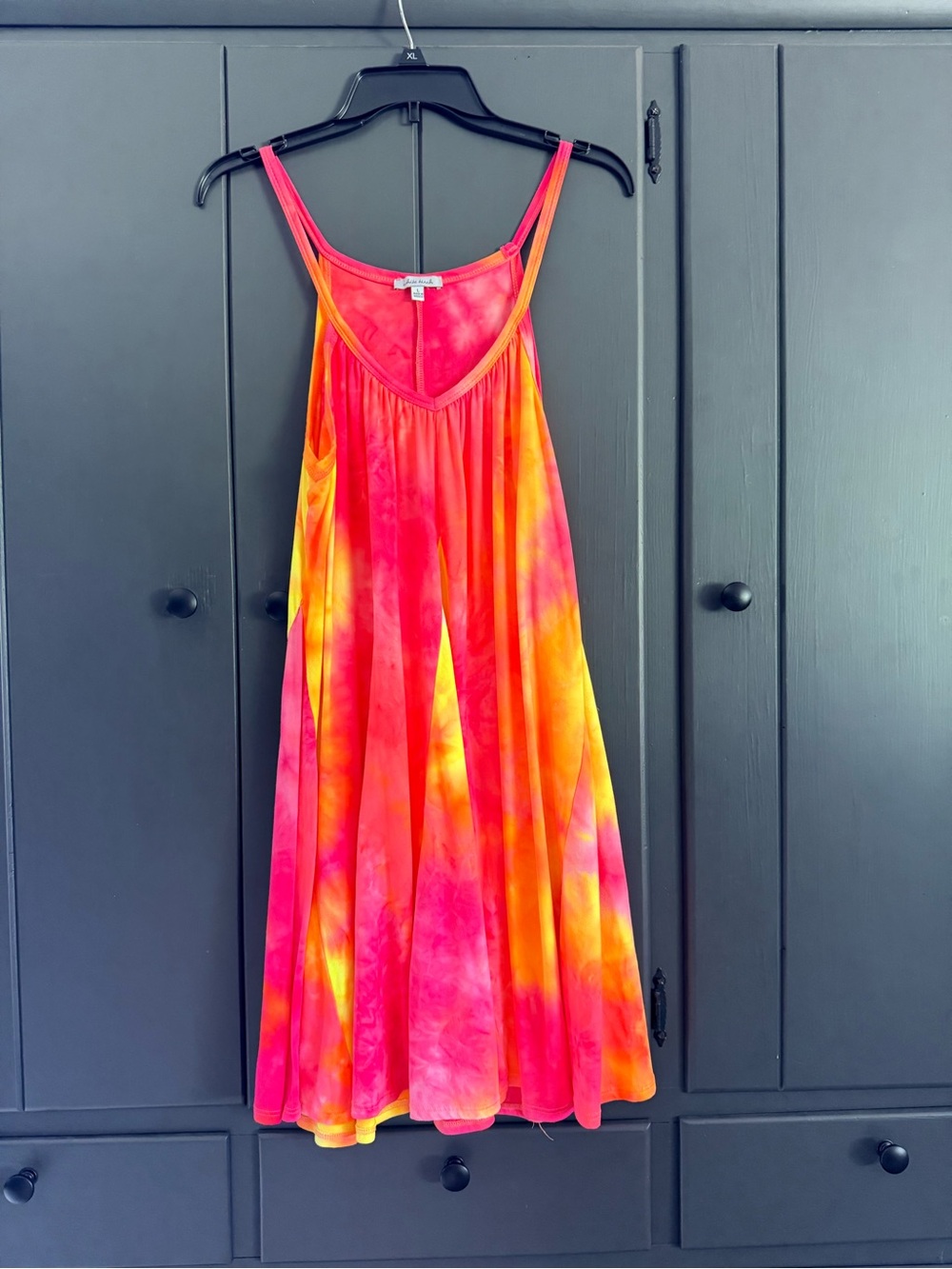 white birch Bright Pink & Orange Tie-Dye Slip Dress